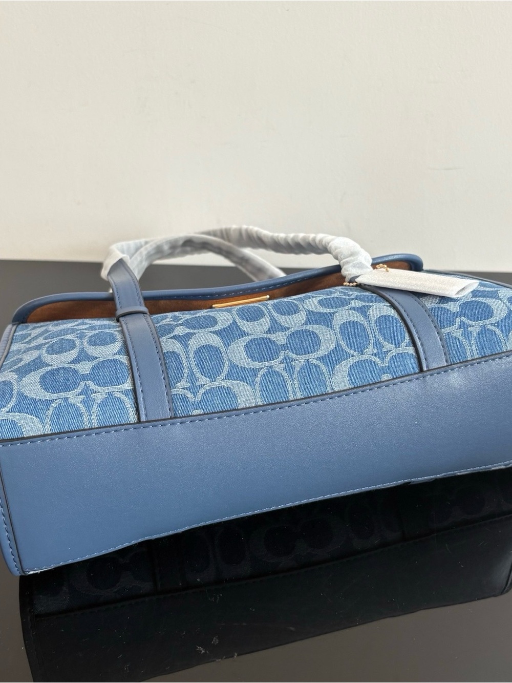Coach Blue Signature Jacquard Shoulder Bag - Picture 6 of 8